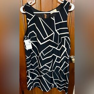 Jella Couture lined black and white chiffon dress *New With Tags*, size L.
